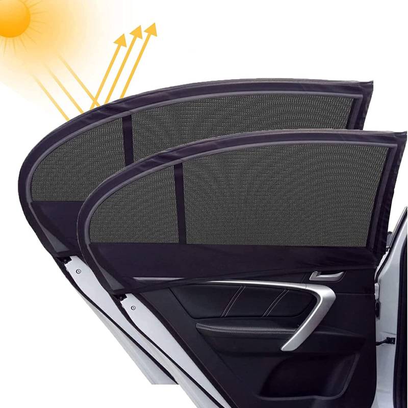 Autofensterabdeckungen, doppellagige Auto-Seitenscheiben-Sonnenschutz UV-Schutz Atmungsaktive Mesh-Babyfensterabdeckungen für Autofenster - Sonnenblendung, UV-Strahlen und Sichtschutz (2pc +Back) von QINGQUE