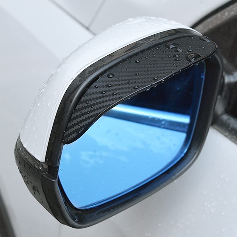 Seitenspiegel Regenschutz, 2 Stück Universal Kohlefaser Auto Rückspiegel Regenschutz Seitenspiegel Regen Augenbrauenschutz für die meisten Autos, LKW und SUV (Carbon Fiber 02) von QINGQUE
