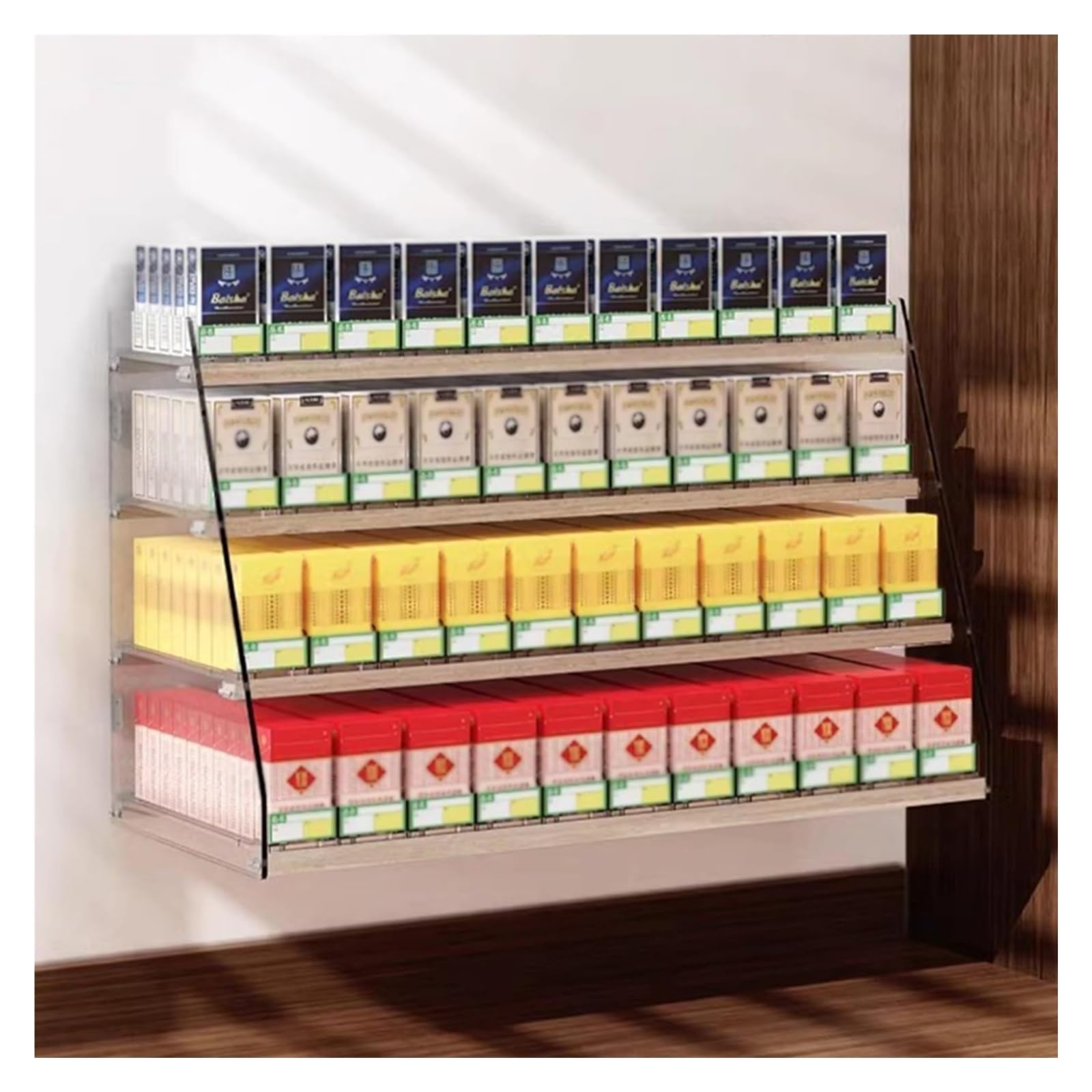 Zigaretten-Organizer-Ständer, Zigarettenetui-Halter Aus Acryl, Display-Halter For Automatische Zigarettenschieber, Wandmontierte Einzelhandelsvitrinen(91.5x28.4x48cm) von QINGYAN