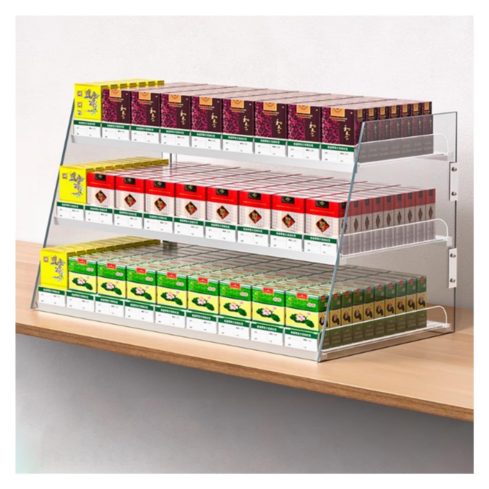 Zigaretten-Präsentationsständer, Wandmontiertes Lagerregal, 1 Packung Tabak-Präsentationsständer, Streichholzschachtel-Vitrine For Einzelhandelsgeschäfte Supermärkte(74x29x30cm) von QINGYAN