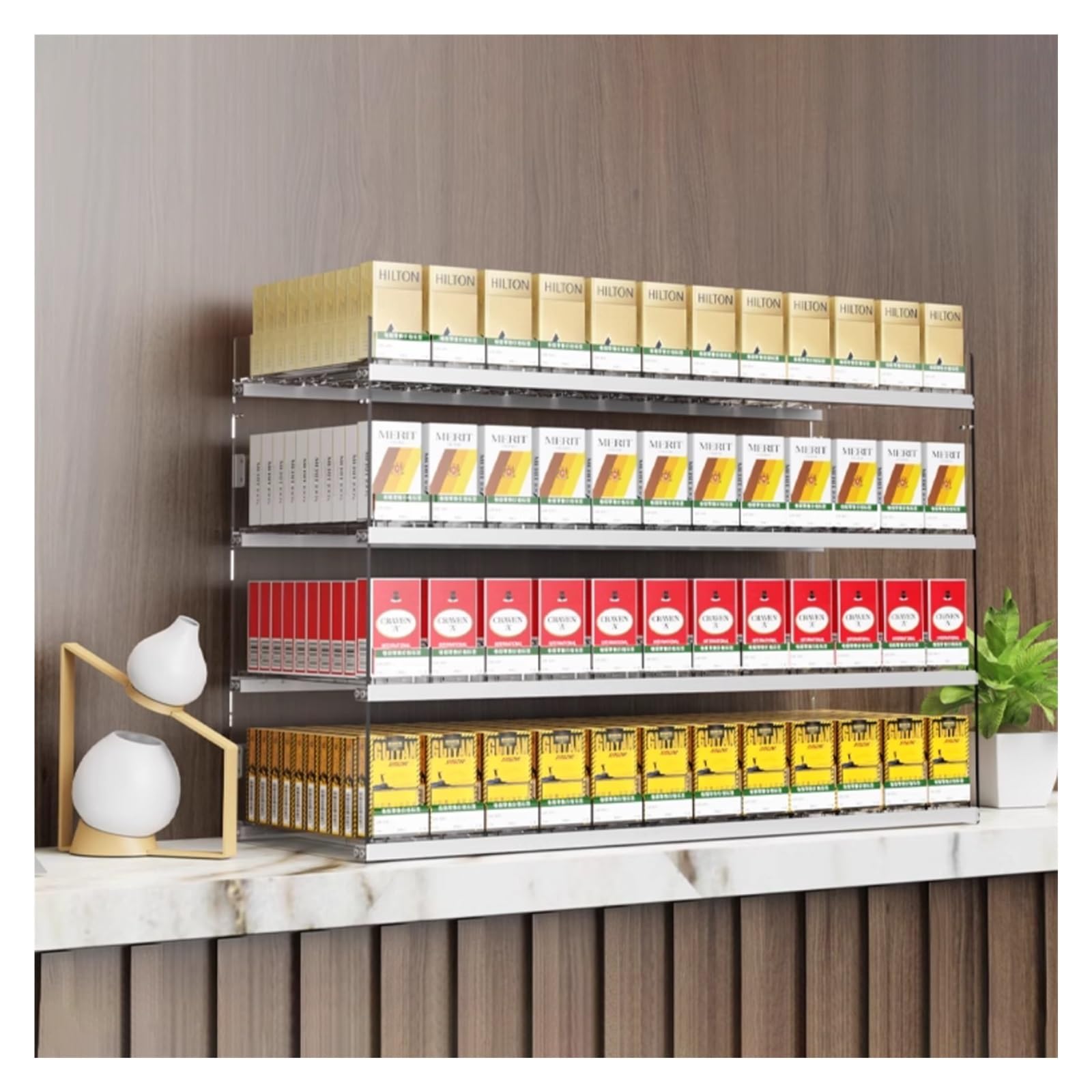 Zigaretten-Vitrinenständer, Verkaufsautomaten-Vitrine, Acryl-Zigarettenschachtelständer Mit Automatischem Push, Zigarettenteiler Mit Schnappverschluss Supermärkte(85.5x28.4x55cm) von QINGYAN