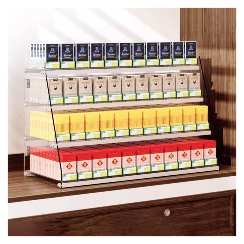 Zigarettenständer, Automatisches Zigarettenschiebertablett, Tabakdisplayhalter For Supermärkte, Transparentes Dekoratives Schweberegal, Streichholzschachtel-Teiler(67.5x28.4x48cm) von QINGYAN