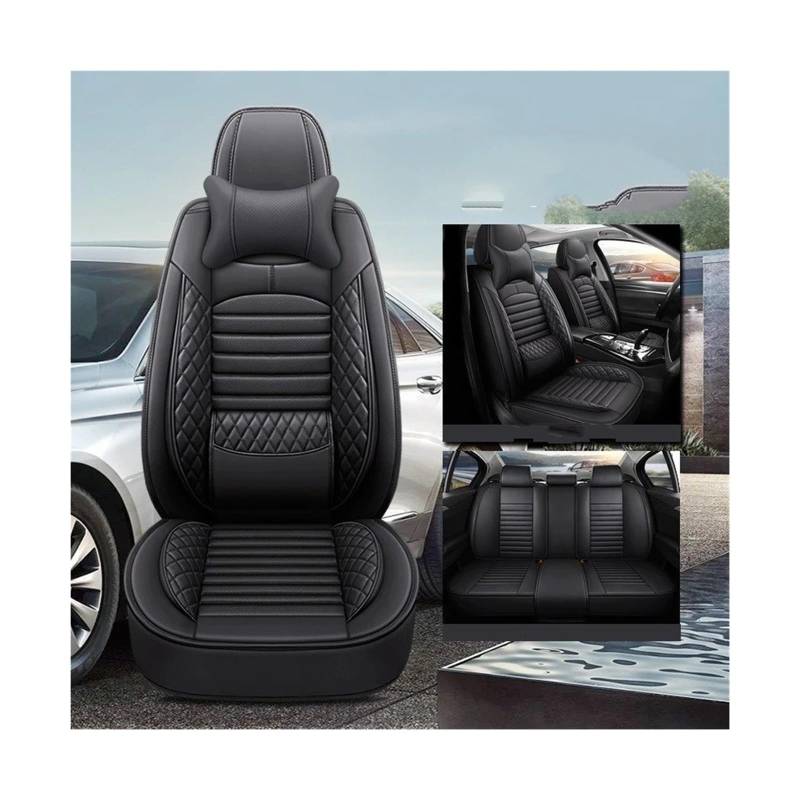 Autositzbezüge Für Mitsubishi L200 ASX Lancer X Für Outlander 3 Für Eclipse Für Cross Für Pajero Sport Universal Auto Zubehör Auto Sitzbezüge Sitzbezug Auto(with Pillow Black) von QINSHU