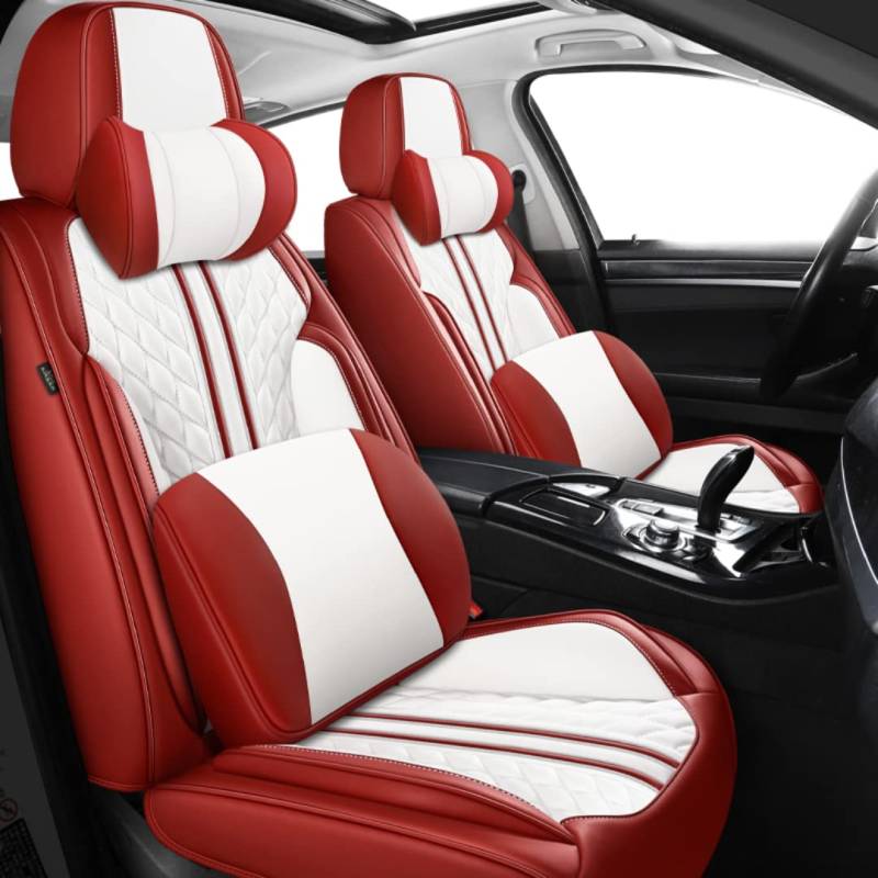 QIOZO Sitzbezüge Auto Autositzbezüge Universal Set für Audi A1 8X A2 8Z A3 8L A3 8P A3 8PA A3 8V Limousine Sportback Auto Zubehör/Rote Deluxe-Edition von QIOZO