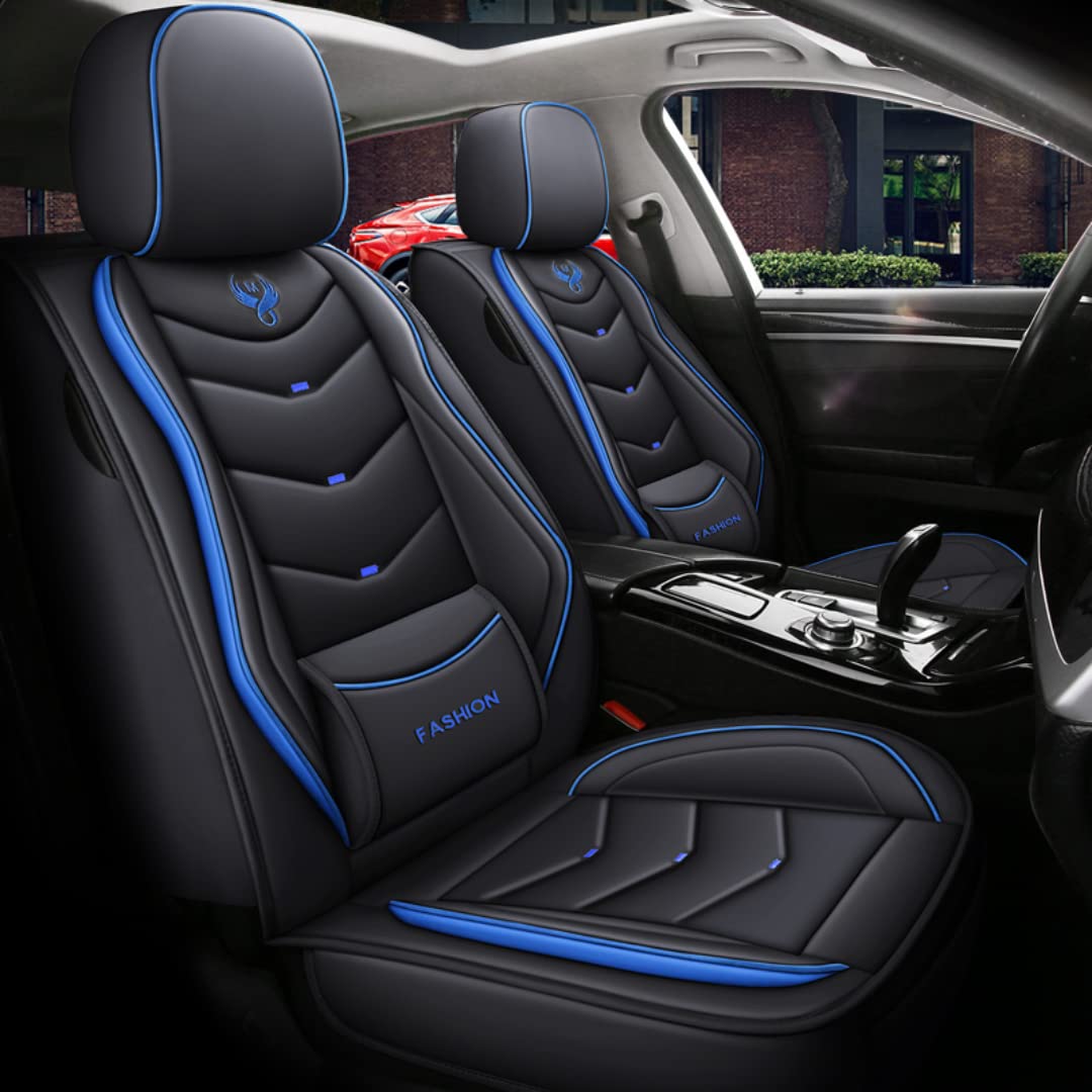 QIOZO Sitzbezüge Auto Autositzbezüge Universal Set für Audi A3 / A4 / A5 / A6 / A8 / Q3 / Q5 / RS4 Auto Zubehör/Schwarz Blau von QIOZO