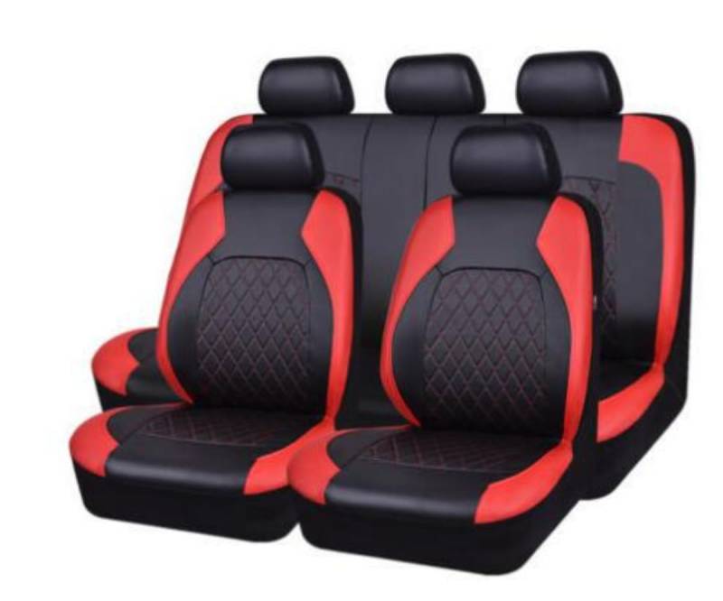 QIOZO Sitzbezüge Auto Autositzbezüge Universal Set für vw Golf 6 GTI Golf 7 Golf 7 GTI Golf Tdi Golf Sportsvan Auto Zubehör_Schwarz Rot von QIOZO