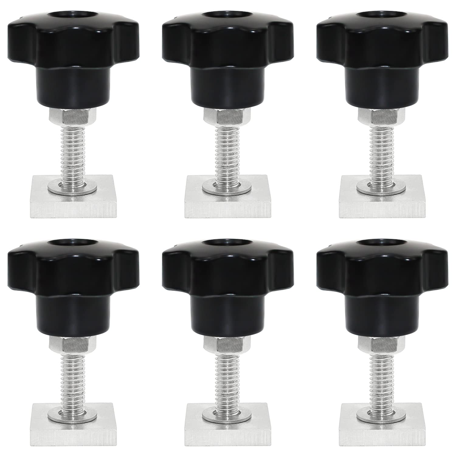 QIQN T-nut Adapter Nutensteine M6x35mm Nutsteine Dachträger Dachbox mit Muttern Sterngriffmutter und Unterlegscheiben für Dachbox Relingträger Kompatibel zu Thule (6er Set 20 x 20mm) von QIQN