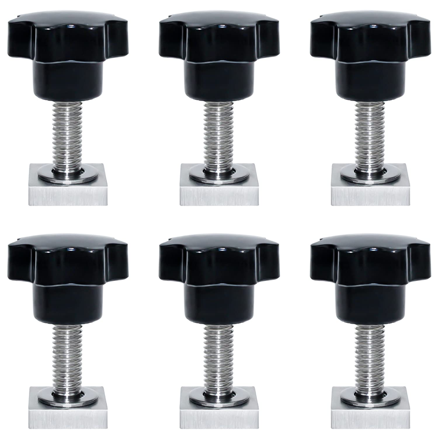 T-nut Adapter Nutensteine Nutsteine Set Dachträger Dachbox mit Muttern und Unterlegscheiben für Relingträger, Dachfahrradträger (M8 T-nut + Sterngriffmutter) von QIQN