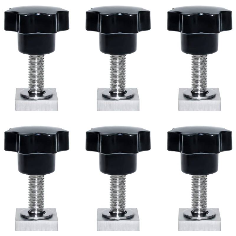 T-nut Adapter Nutensteine Nutsteine Set Dachträger Dachbox mit Muttern und Unterlegscheiben für Relingträger, Dachfahrradträger (M8 T-nut + Sterngriffmutter) von QIQN