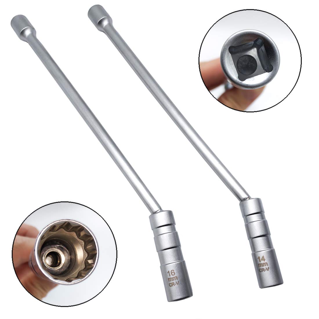 QISF 2 Stück Universal Flexibel Zündkerzenschlüssel Lengthen Magnetisch Zündkerze Steckschlüssel Entferner Installer Werkzeug（ 14 mm und 16mm） von QISF