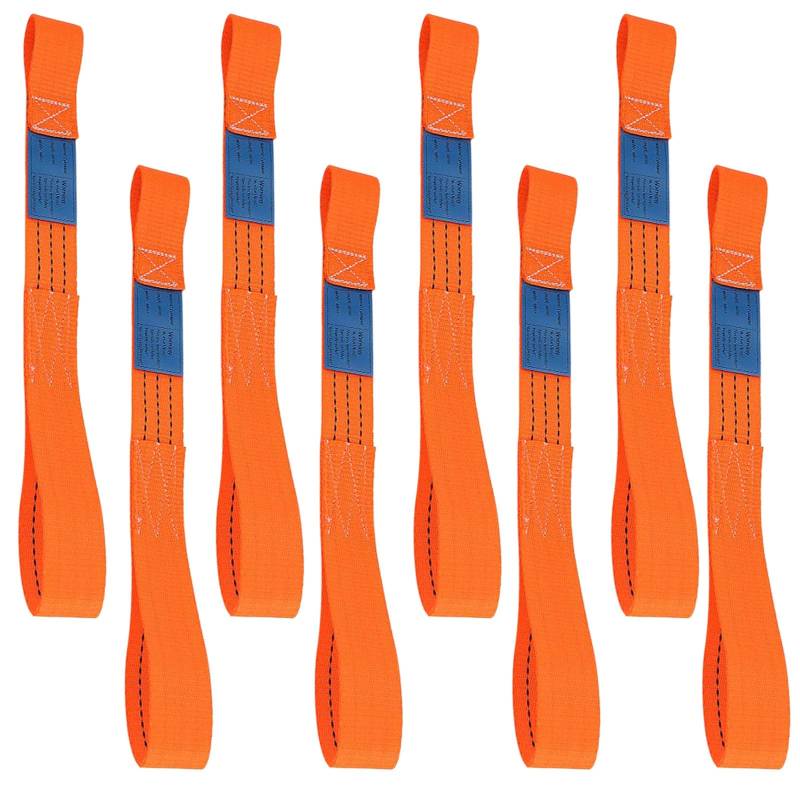 Gurtschlaufen, 8TLG 438x38mm Orange Spanngurte, Autotransport Quergurt, Zurrschlaufen 1000kg Spanngurte Schlaufe für Auto Motorrad Camping Klettern Aufhängung Transport Ladungssicherung Zurrgurt von QITIXI:OU