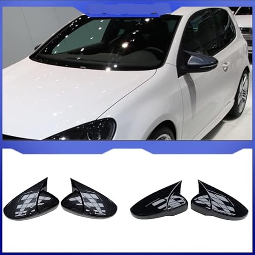 Spiegelkappen,Auto Spiegelkappen Passend for VW Scirocco 2009-2018 Türseitenflügel Rückspiegelabdeckung Aufkleber Trim Car Styling Zubehör(Color:1pc Black Left) von QIULKU