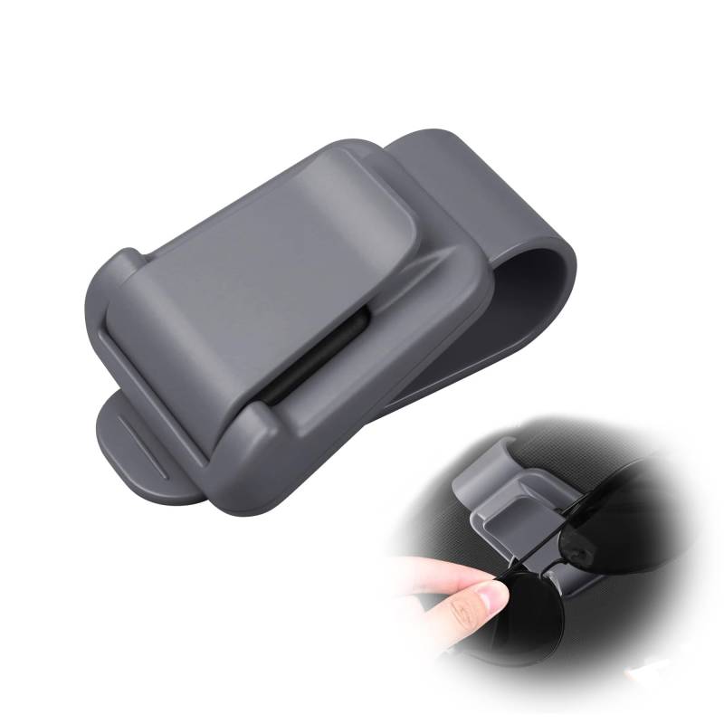 QIUMING Brillenhalter für Auto Sonnenbrillenhalter Auto Sonnenblende für Brillen Brillenhalter Auto Mit Einer Hand abnehmbar und abnehmbar Sonnenbrillen Halterung/Ticket-Kartenclip (grau) von QIUMING
