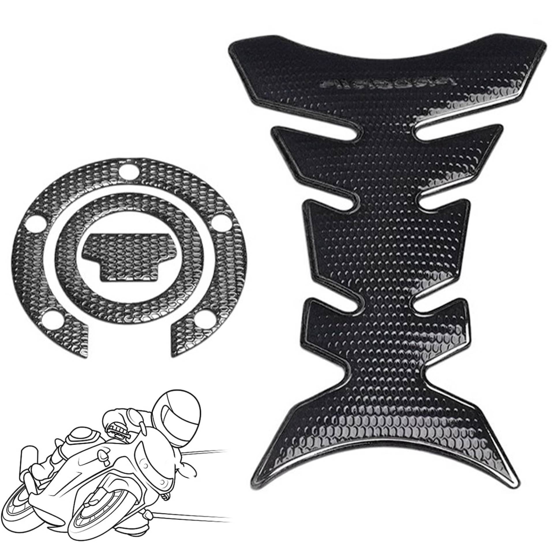 QIUMING Tankpad normal Tankschutz kompatibel kohlefaser Tank Pad Motorcycle Aufkleber Pad für Motorrad Tank geeignet für die meisten Motorräder Schützt das Motorrad vor Kratzern（Schwarzer Anzug） von QIUMING
