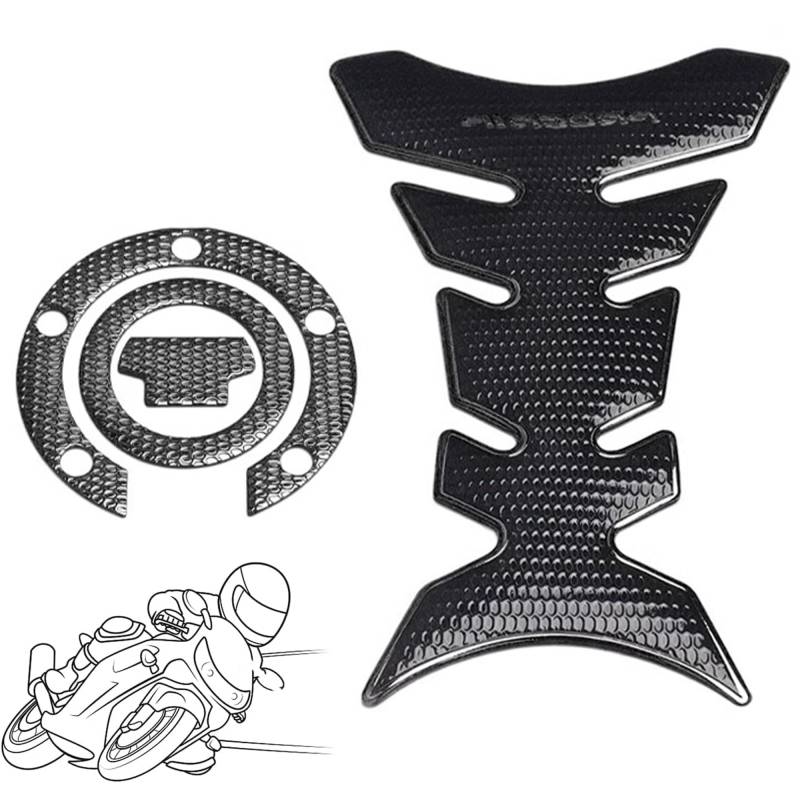 QIUMING Tankpad normal Tankschutz kompatibel kohlefaser Tank Pad Motorcycle Aufkleber Pad für Motorrad Tank geeignet für die meisten Motorräder Schützt das Motorrad vor Kratzern（Schwarzer Anzug） von QIUMING