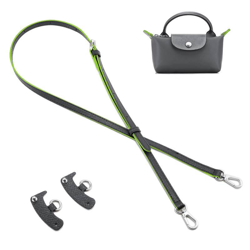 QIUTIMIY Leder-Handtaschengurt, Ersatz-Schultertaschengurte für Longchamp-Geldbörsen, Verstellbarer Crossbody-Schultergurt(Graphitgrau,Silber) von QIUTIMIY