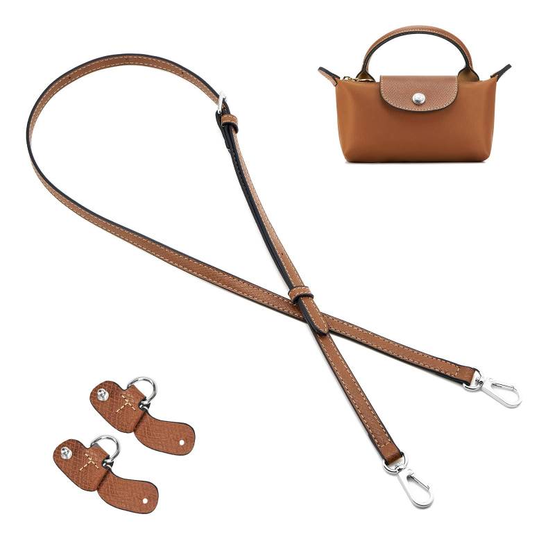 QIUTIMIY Schultergurt für Longchamp Tasche Damen,Mini Bag Taschengurt Gurt Verlängerung(Braun,Silber) von QIUTIMIY