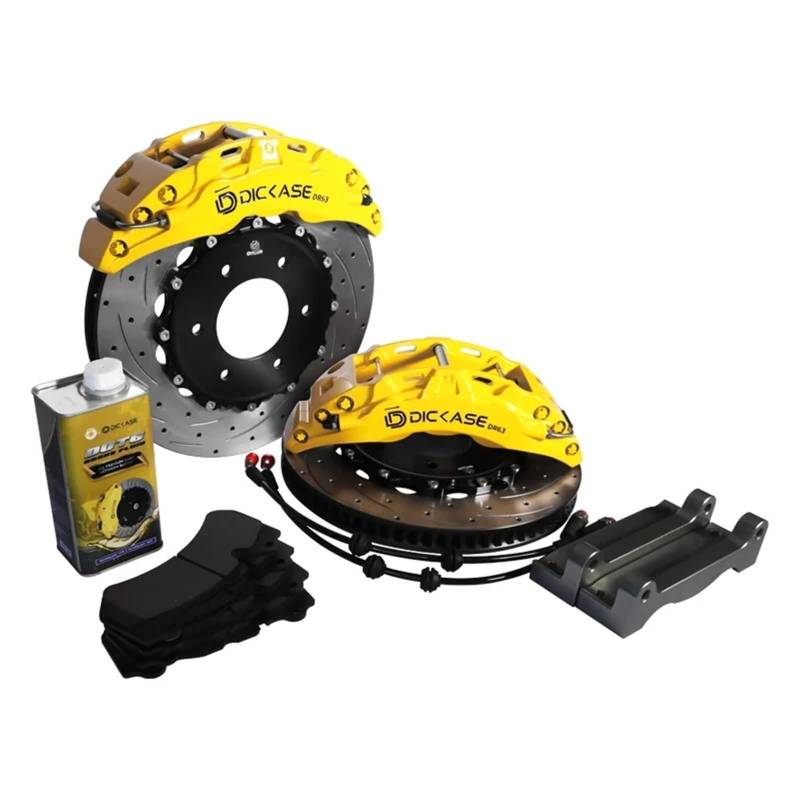 Auto Bremskolben Autobremse 6-Kolben Bremssattelsatz Bremsscheibe 17, 18 Feststellbremshebel(Yellow Brake Kit) von QIUYMGFG