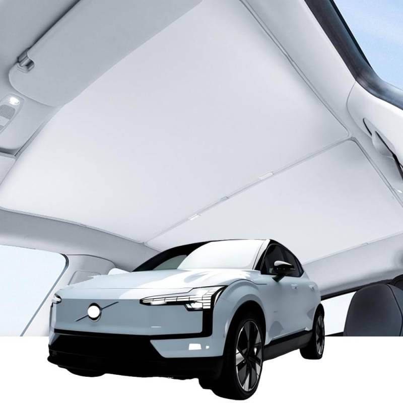 Auto Sonnenschutzdach für EX30 EV 2024 to 2025, Faltbarer Nano Eiskristall-Dachsonnenschutz aus wärmeisolierendem Glas, UV-beständig und durchhangfrei von QIUYU2024