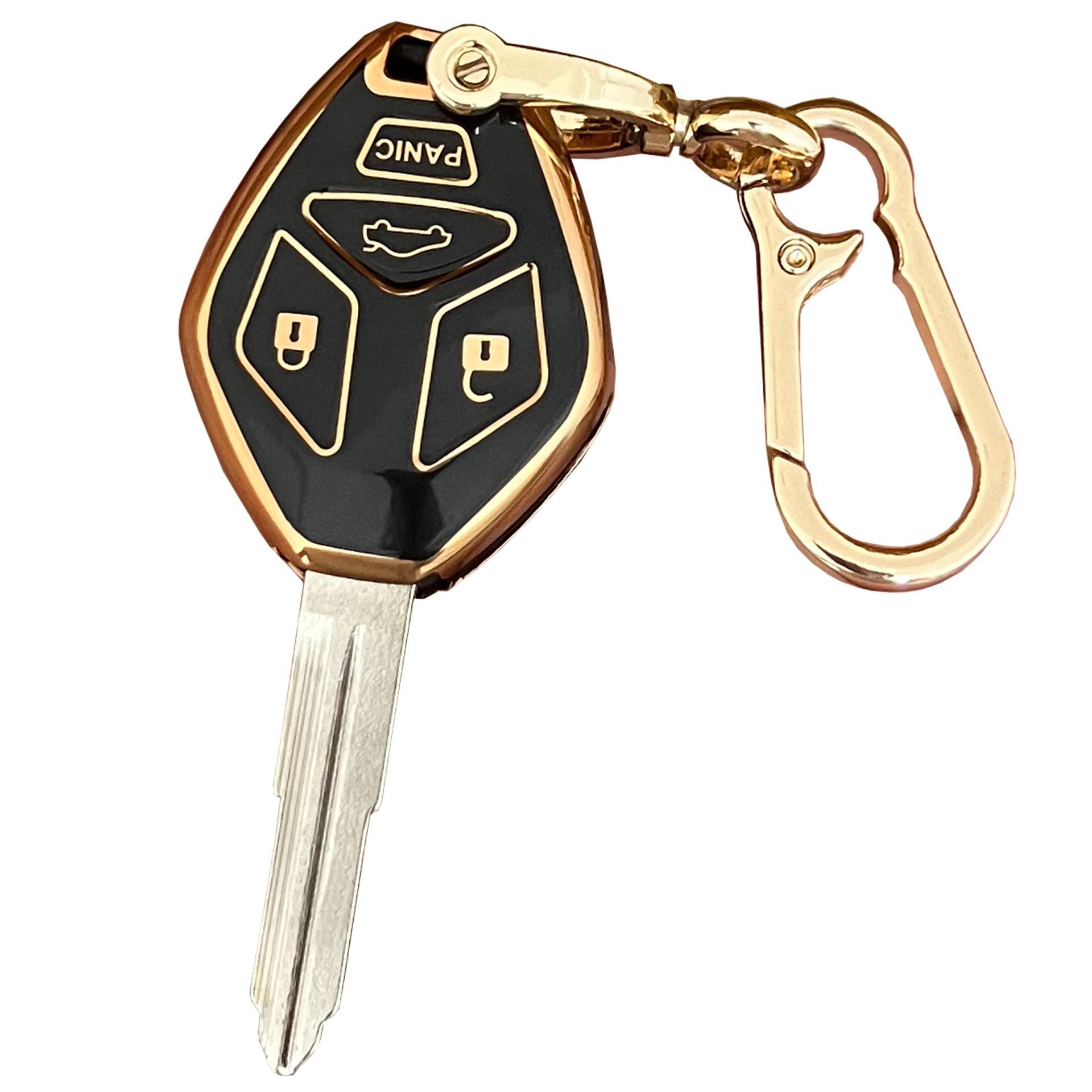 QIXIUBIA Mitsubishi Schlüsselgehäuse mit Schlüsselanhänger, passend für Mitsubishi Eclipse Endeavor Galant Lancer Outlander (4-Tasten-Schwarz) von QIXIUBIA
