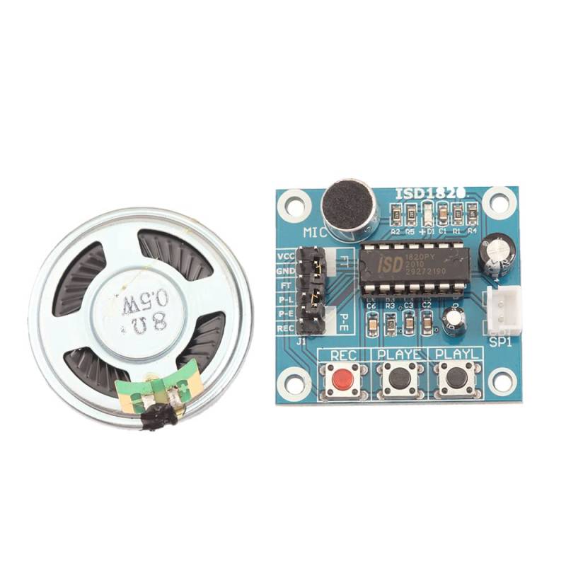 ISD1820 Aufnahmemodul Sprachmodul Das Voice Board Telefonmodul Board mit Mikrofonen + Lautsprecher von QIYQTIG