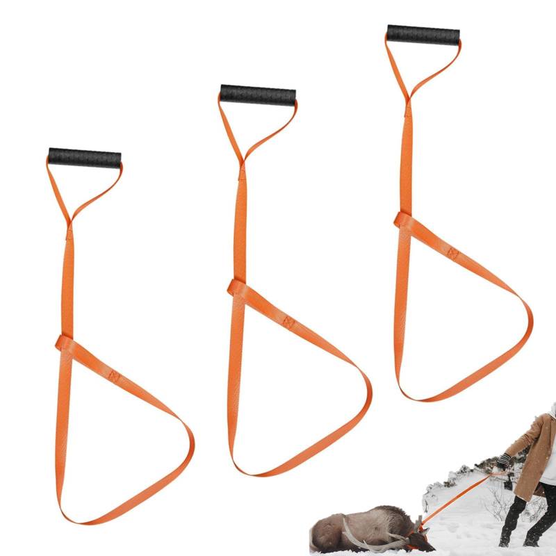 3 Stück Deer Drags Robuste rutschfest Bergehilfe Ziehgurt Deer Dragger Handle Pull Makes Dragging Easy Quick and Easy to Use Hunting Abschleppgurt für Sicherheit und Haltbarkeit-Orange von QJIRZB