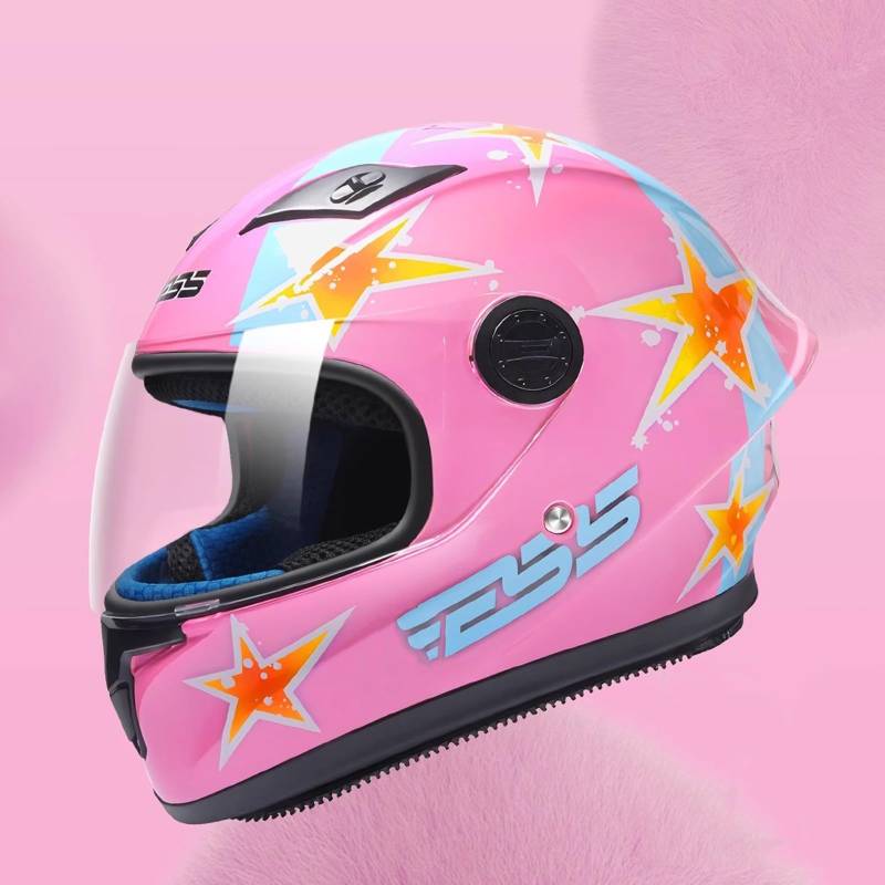 Integralhelm Für Kinder, Motorradhelm Für Jungen Und Mädchen Straßen-Mopedhelm Mit Visier Elektroroller- Und ATV-Helm ECE-Geprüft B,50-56cm von QJWMatic