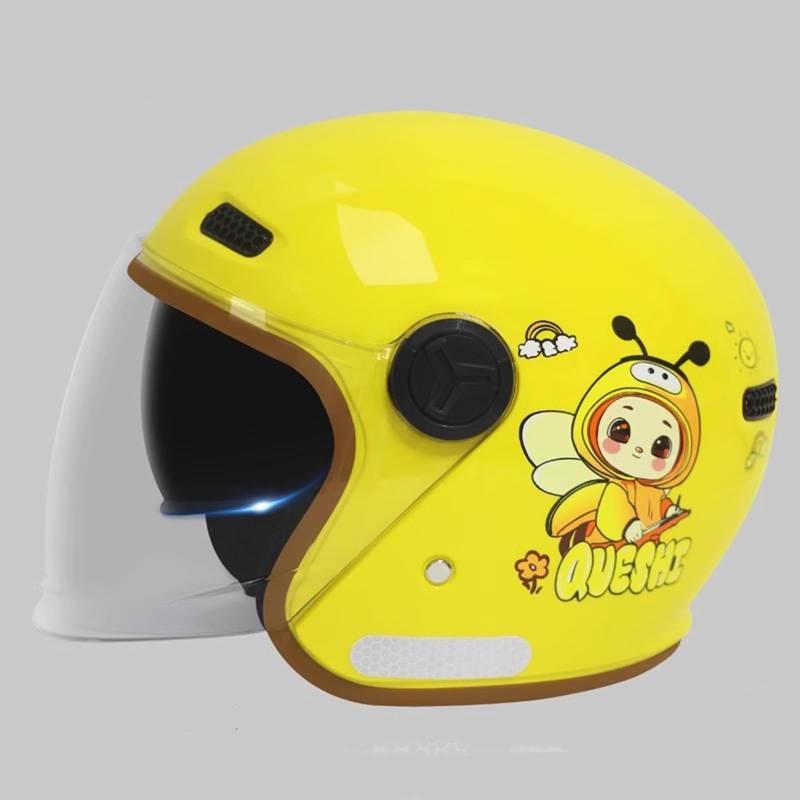 QJWMatic Kinder 3/4 Offener Motorrad-Halbhelm Kinder Moped ATV Helm ECE-geprüft Jungen Mädchen Elektroroller Jethelm für 3-13 Jahre C,50-55CM von QJWMatic