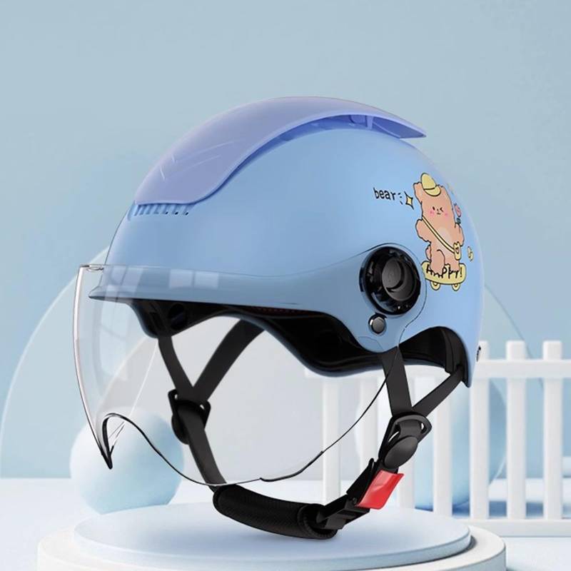 QJWMatic Kinder 3/4 Open Face Motorradhelm, Jugend Elektro, Jugend Elektro, Jungen Mädchen Roller ATV Helme, ECE-Zulassung für Moped Street Jet Helm A,45-55CM von QJWMatic