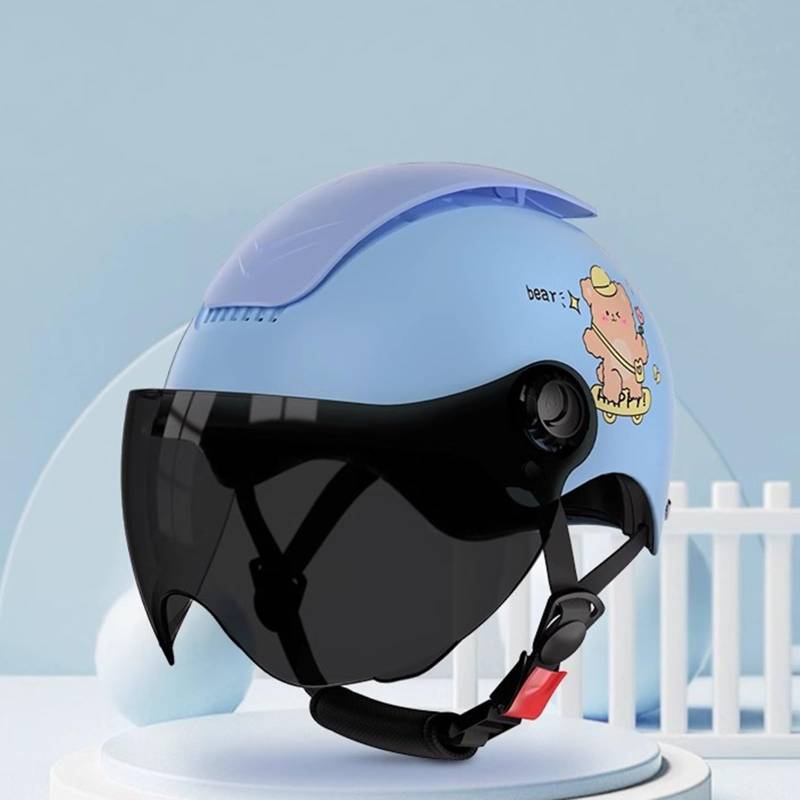QJWMatic Kinder 3/4 Open Face Motorradhelm, Jugend Elektro, Jugend Elektro, Jungen Mädchen Roller ATV Helme, ECE-Zulassung für Moped Street Jet Helm C,45-55CM von QJWMatic