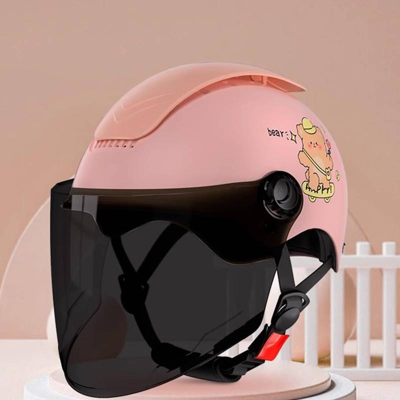 QJWMatic Kinder 3/4 Open Face Motorradhelm, Jugend Elektro, Jugend Elektro, Jungen Mädchen Roller ATV Helme, ECE-Zulassung für Moped Street Jet Helm D,45-55CM von QJWMatic