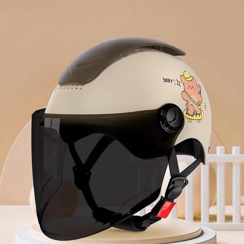 QJWMatic Kinder 3/4 Open Face Motorradhelm, Jugend Elektro, Jugend Elektro, Jungen Mädchen Roller ATV Helme, ECE-Zulassung für Moped Street Jet Helm E,45-55CM von QJWMatic