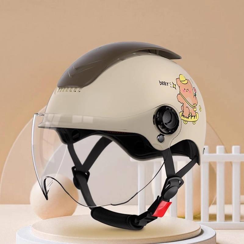 QJWMatic Kinder 3/4 Open Face Motorradhelm, Jugend Elektro, Jugend Elektro, Jungen Mädchen Roller ATV Helme, ECE-Zulassung für Moped Street Jet Helm F,45-55CM von QJWMatic