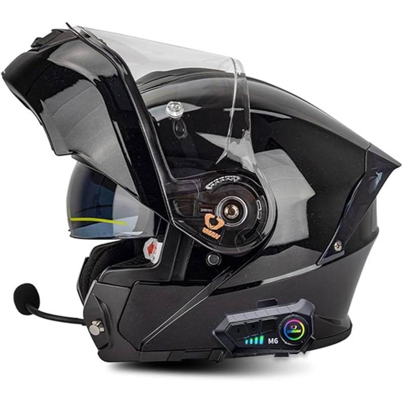 QJWMatic Klapphelm Mit Bluetooth Motorradhelm Integralhelm Damen Herren Mit Doppelvisier ECE Zertifiziert Integralhelm Flip Vollvisierhelm B,4XL67-68CM von QJWMatic