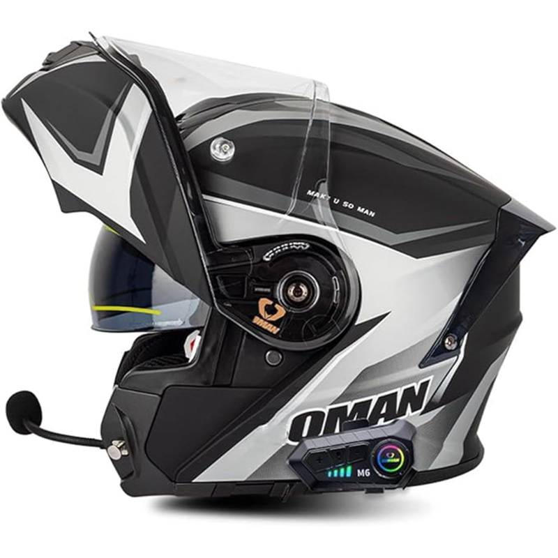QJWMatic Klapphelm Mit Bluetooth Motorradhelm Integralhelm Damen Herren Mit Doppelvisier ECE Zertifiziert Integralhelm Flip Vollvisierhelm C,4XL67-68CM von QJWMatic