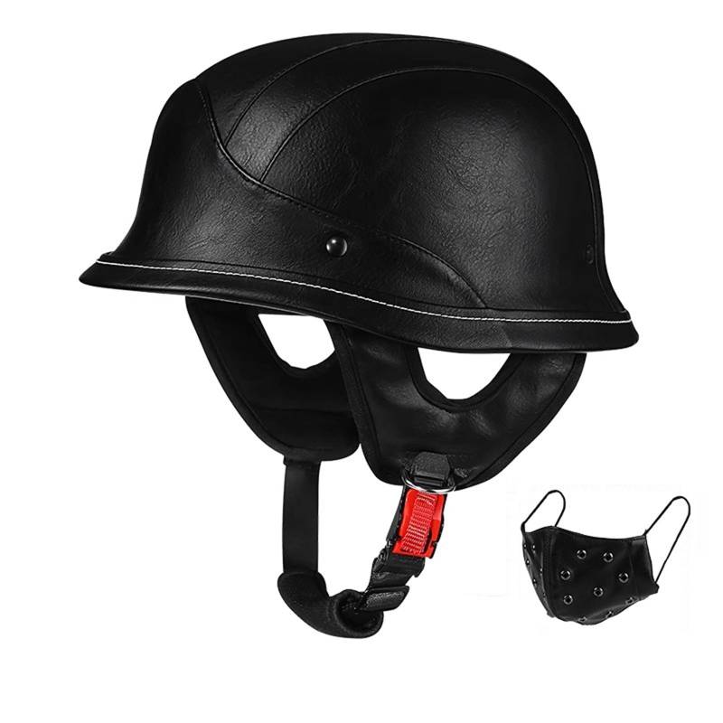 QJWMatic Motorradhelm Im Deutschen Stil Für Erwachsene Männer Und Frauen Retro-Halbhelm Leichter Jethelm Für Roller Moped Cruiser ECE-Geprüft A,M57-60CM von QJWMatic