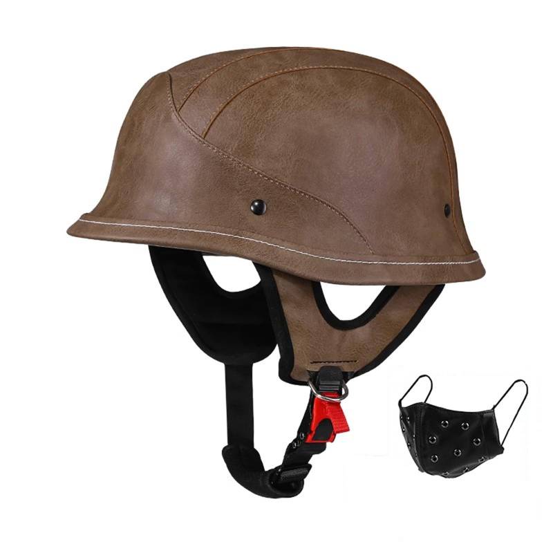 QJWMatic Motorradhelm Im Deutschen Stil Für Erwachsene Männer Und Frauen Retro-Halbhelm Leichter Jethelm Für Roller Moped Cruiser ECE-Geprüft B,M57-60CM von QJWMatic