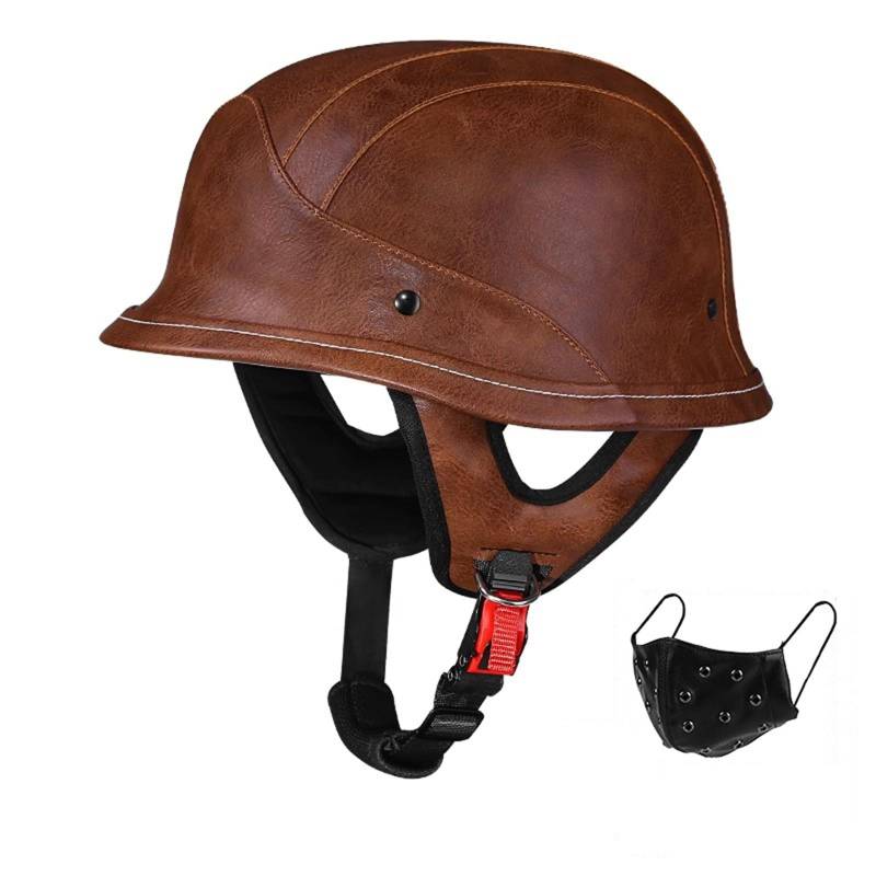 QJWMatic Motorradhelm Im Deutschen Stil Für Erwachsene Männer Und Frauen Retro-Halbhelm Leichter Jethelm Für Roller Moped Cruiser ECE-Geprüft C,S54-57CM von QJWMatic