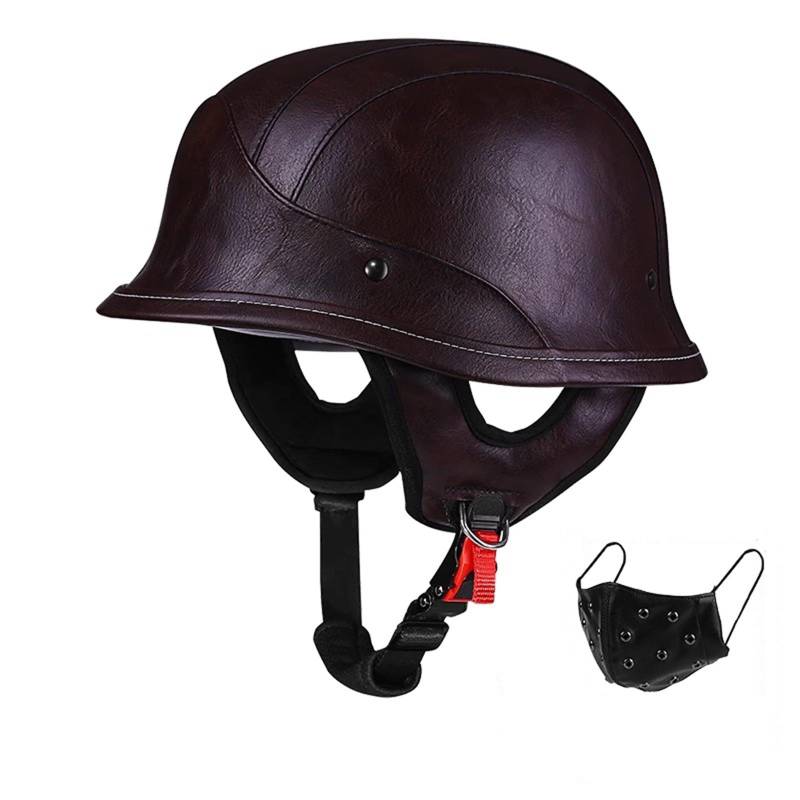QJWMatic Motorradhelm Im Deutschen Stil Für Erwachsene Männer Und Frauen Retro-Halbhelm Leichter Jethelm Für Roller Moped Cruiser ECE-Geprüft D,M57-60CM von QJWMatic