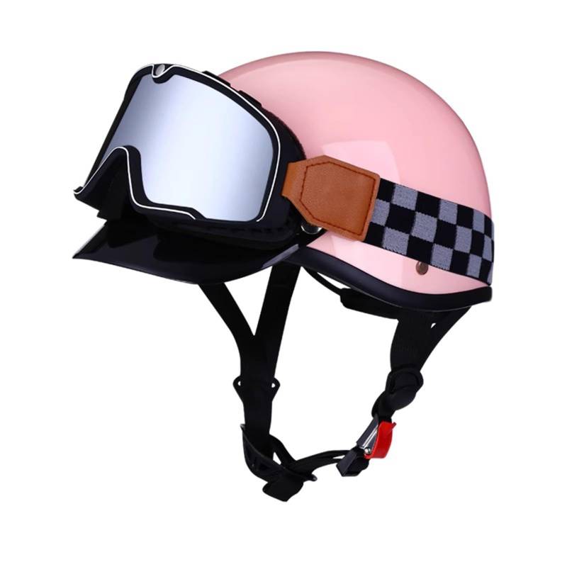 QJWMatic Motorradhelm Retro-Stil Halbhelm mit Schutzbrille Jethelme Offener Helm ECE-Zulassung für Mopeds Scooter Cruiser Herren Damen D,52-62CM von QJWMatic