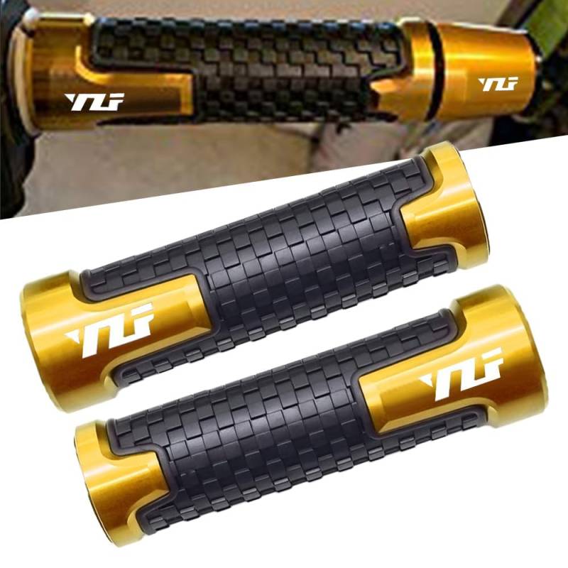 22mm 7/8' Motorrad Lenkergriffe Griffe Universal Für MT03 MT07 MT09 YZF-R6 YZF-R1 YZF-R3 YZF-R7 YZFR-125 XSR700 XSR900 Tracer 700/900 2000-2023(Gold) von QJY-Motor Part-Store
