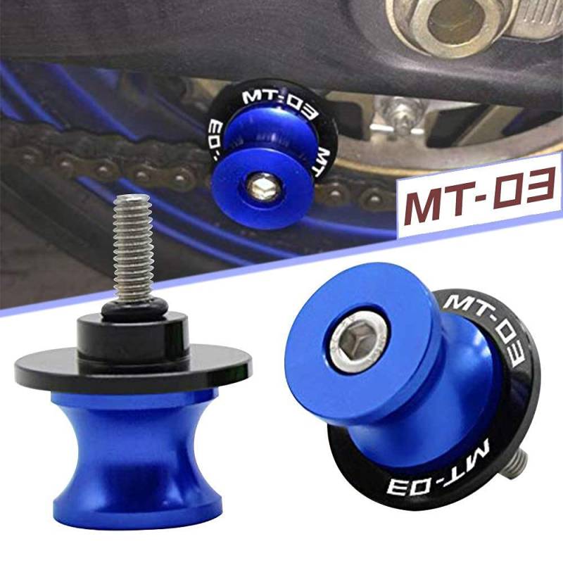 2pcs Montageständer Racingadapter M6 Bobbins CNC Ständeraufnahme Für MT-03 MT03 2005-2022（Blau） von QJY-Motor Part-Store