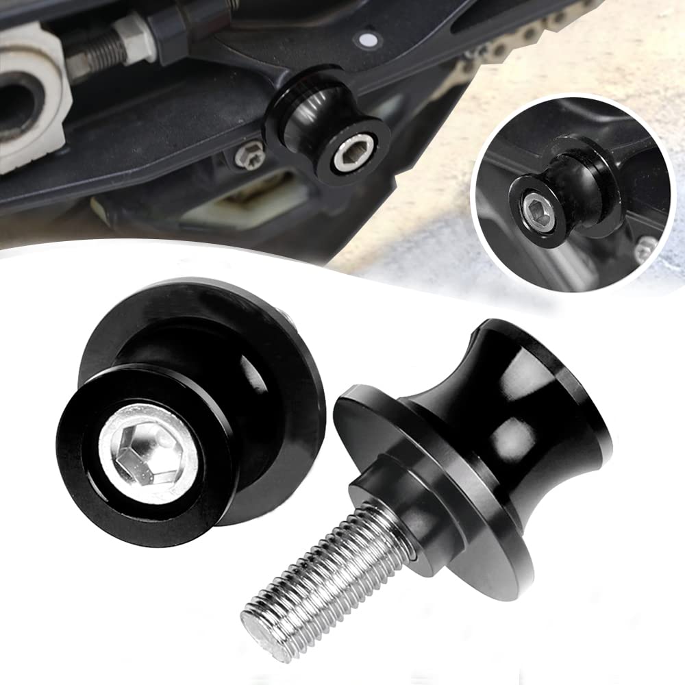 2Pcs M6 Ständeraufnahme 6mm Bobbins Montageständer Adapter CNC Aluminium für Yamaha MT-03 MT-01 MT-07 MT-09 MT-10 MT-125 2000-2022（Schwarz） von QJY-Motor Part-Store