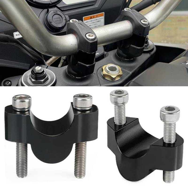 2pcs Motorrad Lenker Riser für 28 mm griffe für CFMOTO 450MT 2024 2025 CF 800MT IBEX 800 2021 2022 2023 2024 - Schwarz von QJY-Motor Part-Store