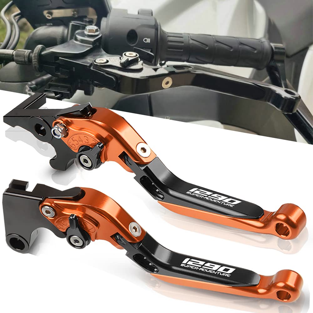 K.T.M 1290 Super Adv Einstellbar Bremskupplungshebel CNC Aluminium Für 1290 Super Adventure 2015-2020 1290 Super Adventure S/R/T 2015-2020 (Orange/Schwarz) von QJY-Motor Part-Store