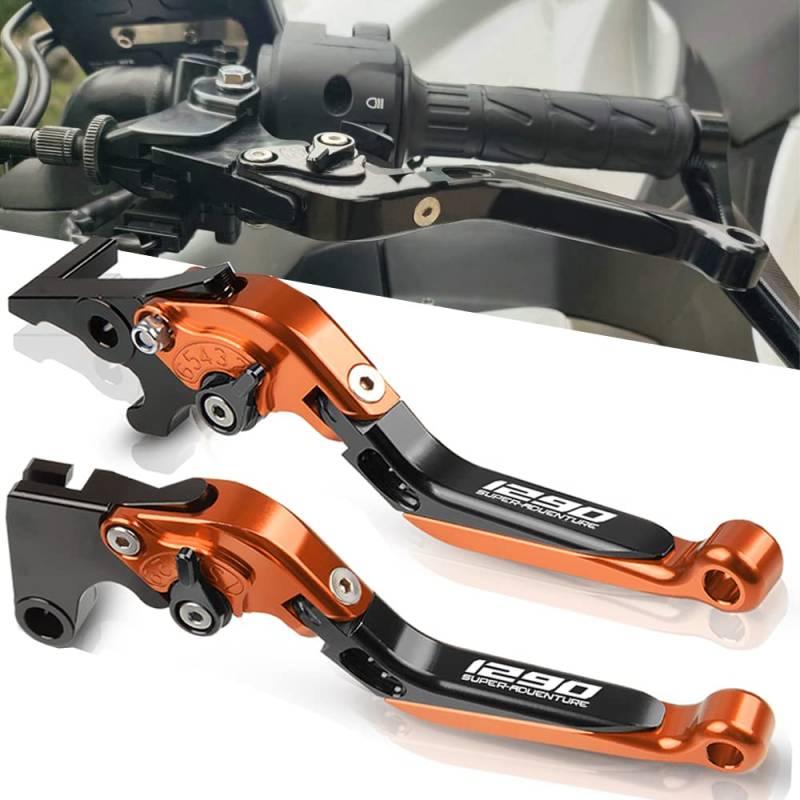 K.T.M 1290 Super Adv Einstellbar Bremskupplungshebel CNC Aluminium Für 1290 Super Adventure 2015-2020 1290 Super Adventure S/R/T 2015-2020 (Orange/Schwarz) von QJY-Motor Part-Store