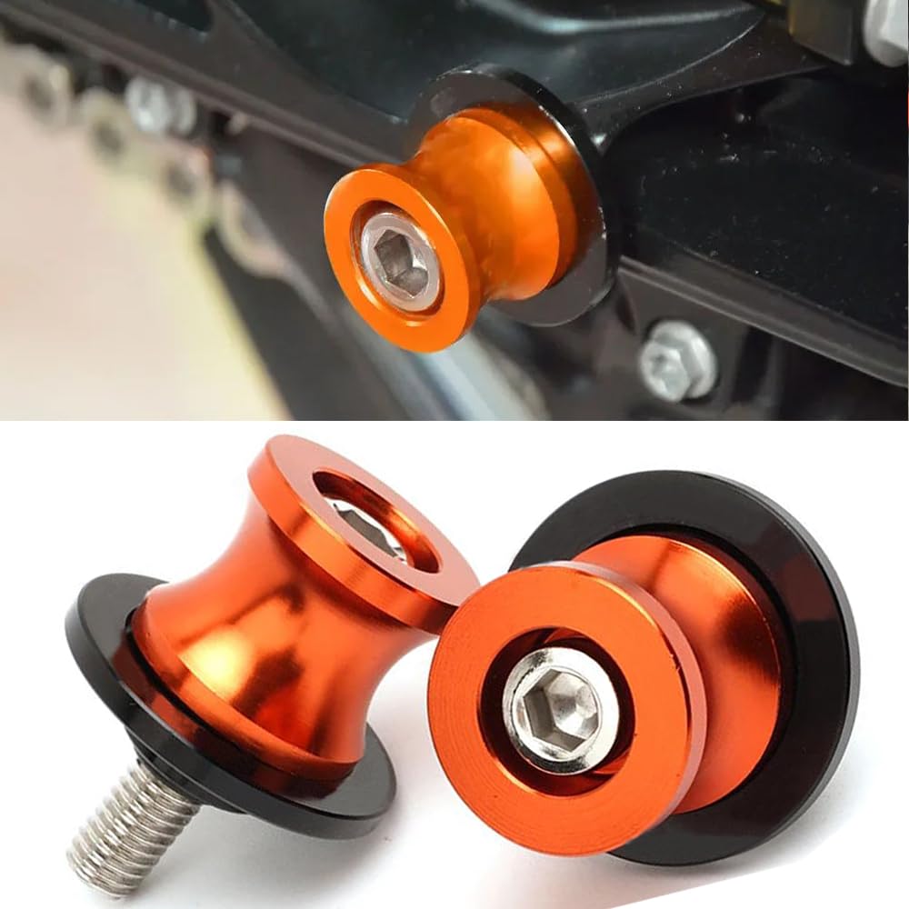 Universal CNC Aluminium Ständeraufnahme - 2Pcs M10*1,25 Bobbins Montageständer für Kawasaki Z750 Ninja 250 ER6N ZX10R ZX6R Versys1000 Yamaha FZR 1000 400 600R-Orange von QJY-Motor Part-Store