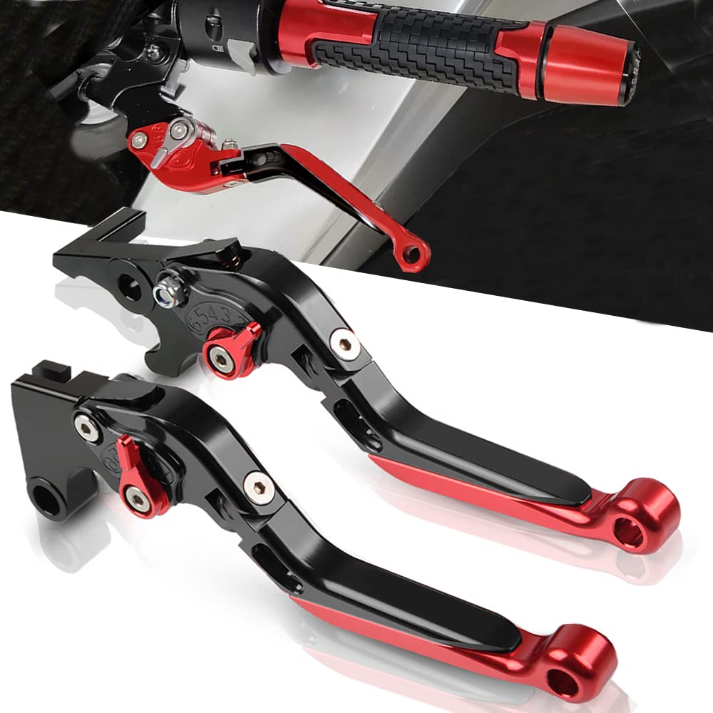 QJY-Motor Part-Store Einstellbar Bremskupplungshebel und Bremshebel für MT09 MT-09 2013-2020 MT09 SP 2017-2020 MT09 TRACER 2015-2020 MT09 TRACER GT 2018-2020- Rot/Schwarz von QJY-Motor Part-Store
