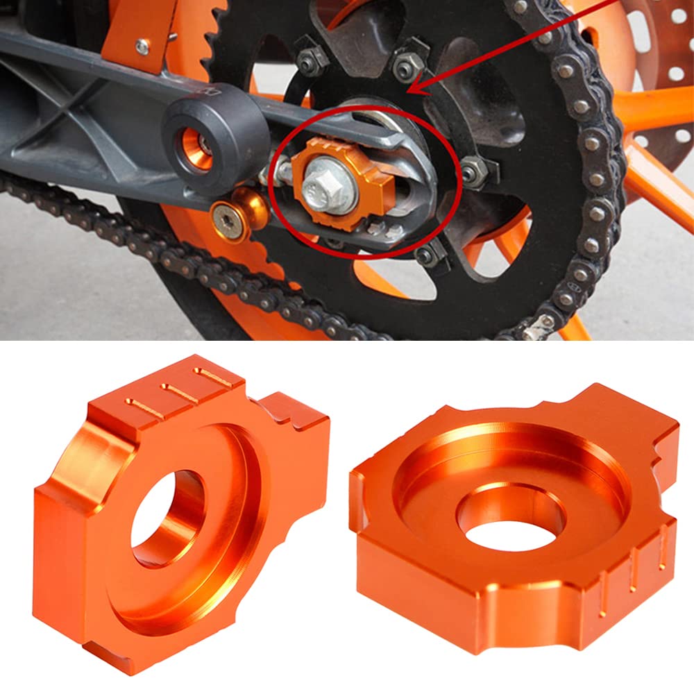 Kettenregler Hinterachse Verriegelungsspannung für K.T.M Duke 125 200 390 2011-2022 RC125 RC200 RC390 2014-2022 (Orange) von QJY-Motor Part-Store