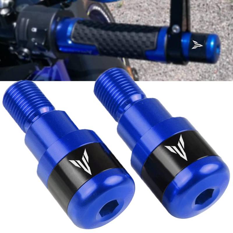 22mm 7/8'' Universal Motorrad Lenkerenden - 2Pcs CNC Aluminium Lenkergewicht Balance Stecker, Anti Vibration, Für MT07 MT09 MT10 MT-10 SP MT125 - Blau von QJY-Motor Part-Store